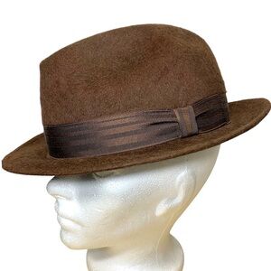 Vintage 60-70 Biltmore LLama Brown Fedora Hat Men 7 1/8 Wool Fur Classic Hipster